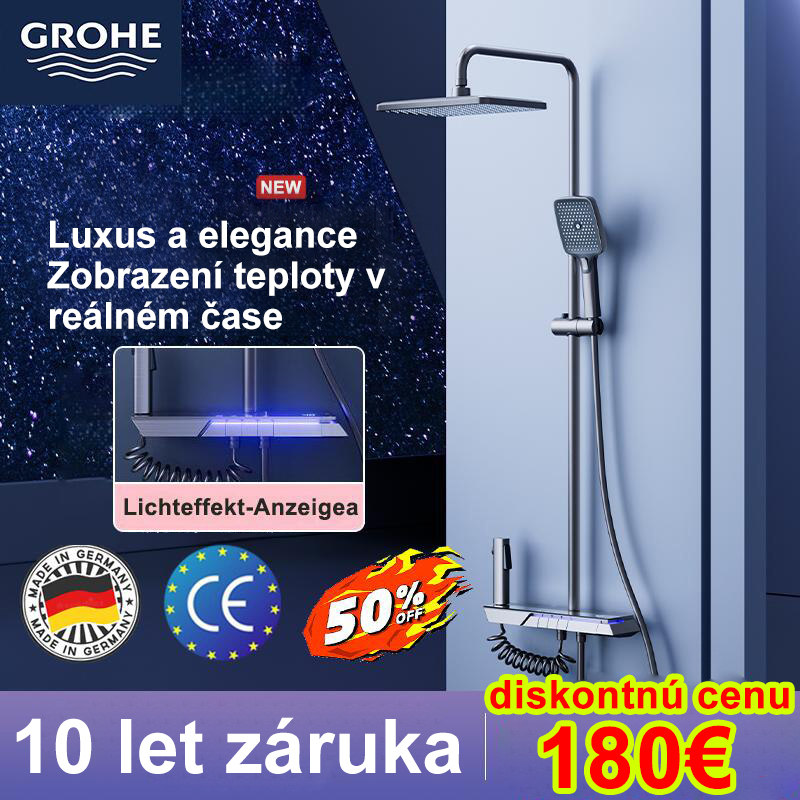 [GROHE][Nezávislá obrazovka + efekt okolitého svetla] Trojstupňové zvýšenie tlaku, štyri režimy, inteligentná regulácia teploty