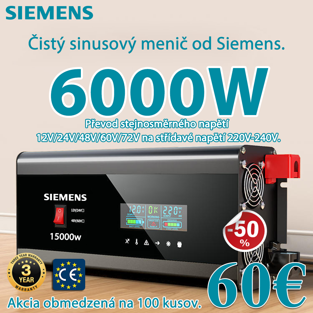 【SIEMENS】Čistý sinusový měnič 6000W