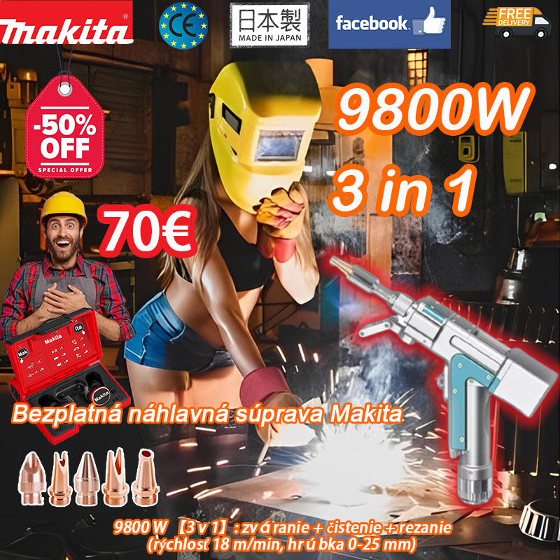 [bezplatná náhlavná súprava Makita Bluetooth] 9800 W 【3 v 1】: zváranie + čistenie + rezanie (rýchlosť 18 m/min, hrúbka 0-25 mm)